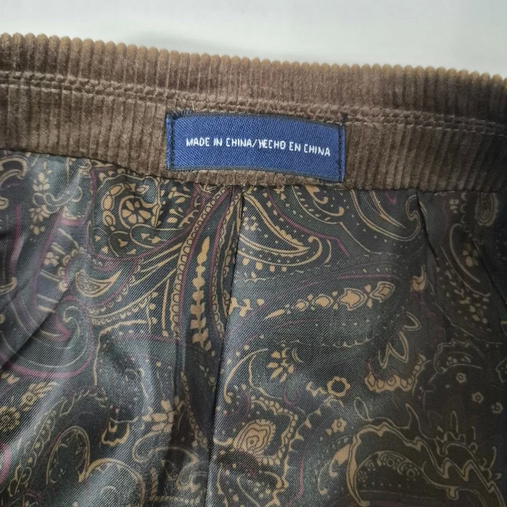 Stafford Essentials Blazer Mens‎ 42R Brown Corduroy Classic Fit Paisley Lining